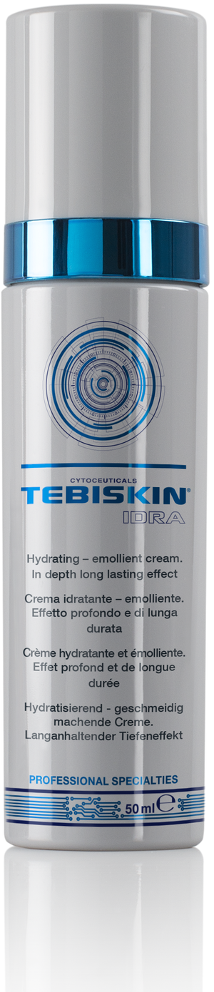 Tebiskin Idra Moisturiser – lightweight daily hydration for dry, sensitive, or post-procedure skin, available at Dr Preema London Clinic in Mayfair