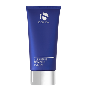 iS Clinical Cleansing Complex Polish tube with sleek blue packaging, ideal for exfoliating, deep cleansing and refining all skin types