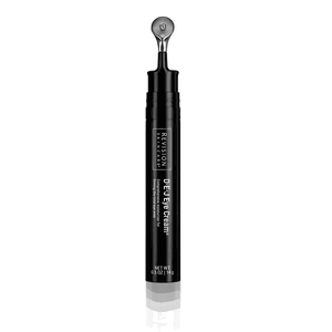 Revision Skincare D·E·J eye cream in sleek black tube with silver metal applicator tip for precise application.