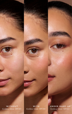 Airyday Golden Glow Dreamscreen SPF50+ facial sunscreen shown on skin, sheer golden tint with a radiant, luminous finish.