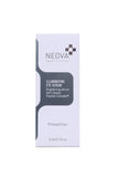 Eye serum, NEOVA Illuminating Eye Serum in a pale lavender carton with dark grey panels and copper peptide complex labeling, 15 ml.