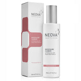 NEOVA Microfoliant Cleanser 250ml in a white bottle with silver cap and matching box, featuring muted rose graphics.