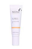 Tinted sunscreen tube, NEOVA Silc Sheer 2.0 Photo Finish Tint, white packaging with orange label and SPF 50 text.