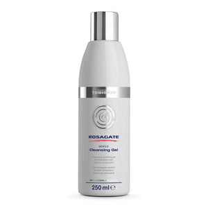 Tebiskin Rosagate Gentle Cleansing Gel in a white and silver 250ml bottle with blue and red text for sensitive skin care